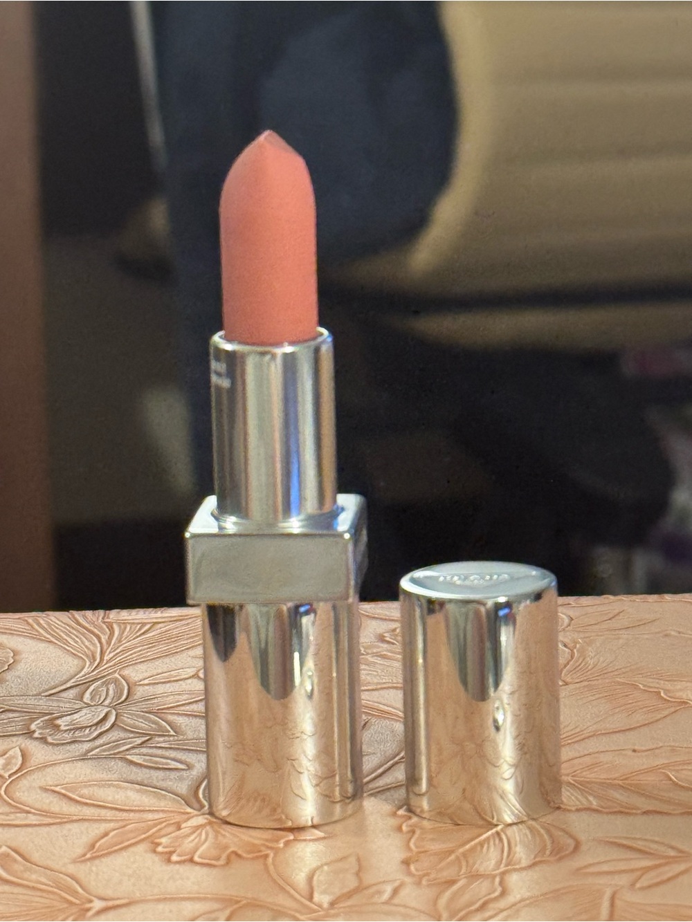 Prada Monochrome Soft Matte Lipstick — Nude Pink in Silver Tube